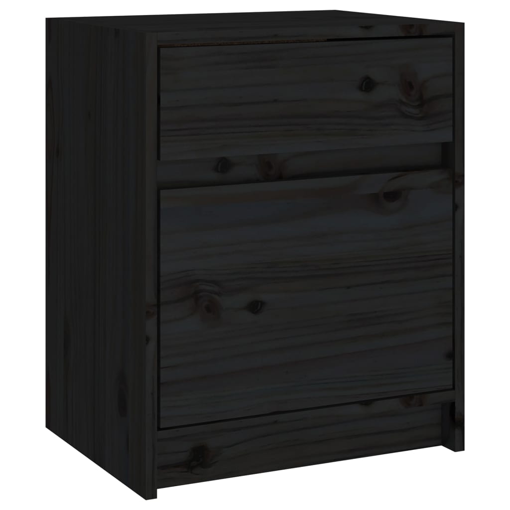 Tables de chevet 2 pcs Noir 40x31x50 cm Bois de pin massif - XIOS