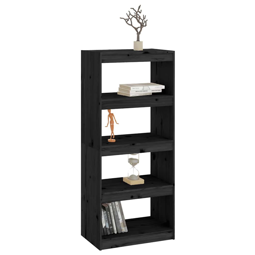 Bibliothèque/Séparateur de pièce Noir 60x30x135,5 cm Pin massif - XIOS