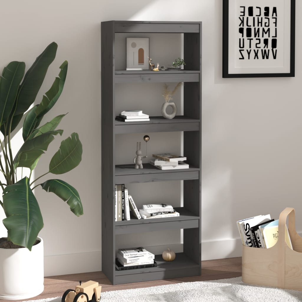 Bibliothèque/Séparateur de pièce Gris 60x30x167,5 cm Pin massif - XIOS