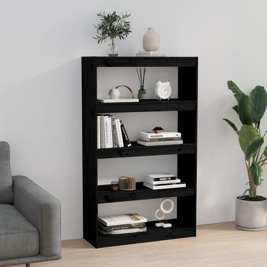 Bibliothèque/Séparateur de pièce Noir 80x30x135,5 cm Pin massif - XIOS