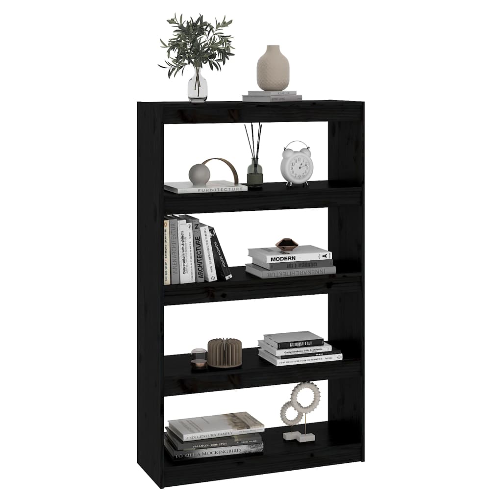 Bibliothèque/Séparateur de pièce Noir 80x30x135,5 cm Pin massif - XIOS