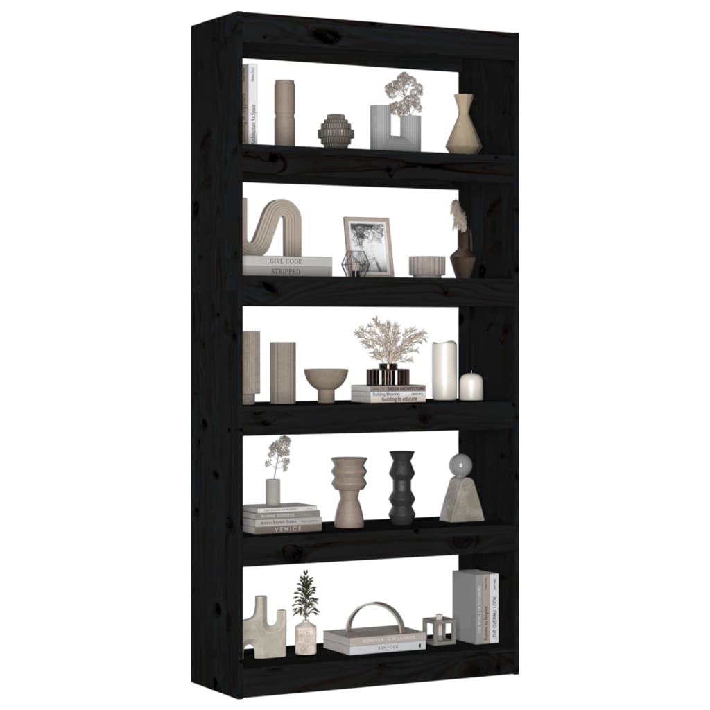 Bibliothèque/Séparateur de pièce Noir 80x30x167,4 cm Pin massif - XIOS