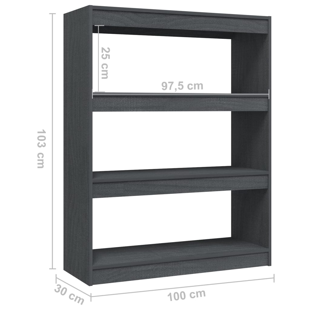 Bibliothèque/Séparateur de pièce Gris 100x30x103 cm Pin massif - XIOS