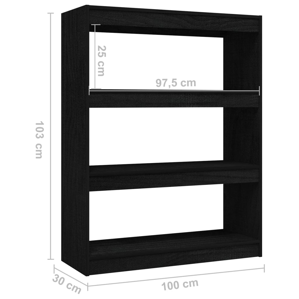 Bibliothèque/Séparateur de pièce Noir 100x30x103 cm Pin massif - XIOS