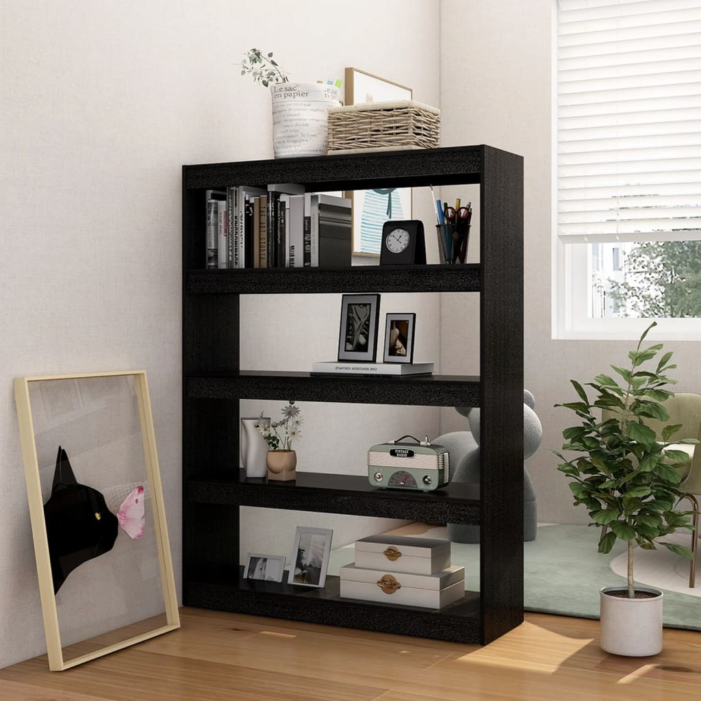 Bibliothèque/Séparateur de pièce Noir 100x30x135,5cm Pin massif - XIOS