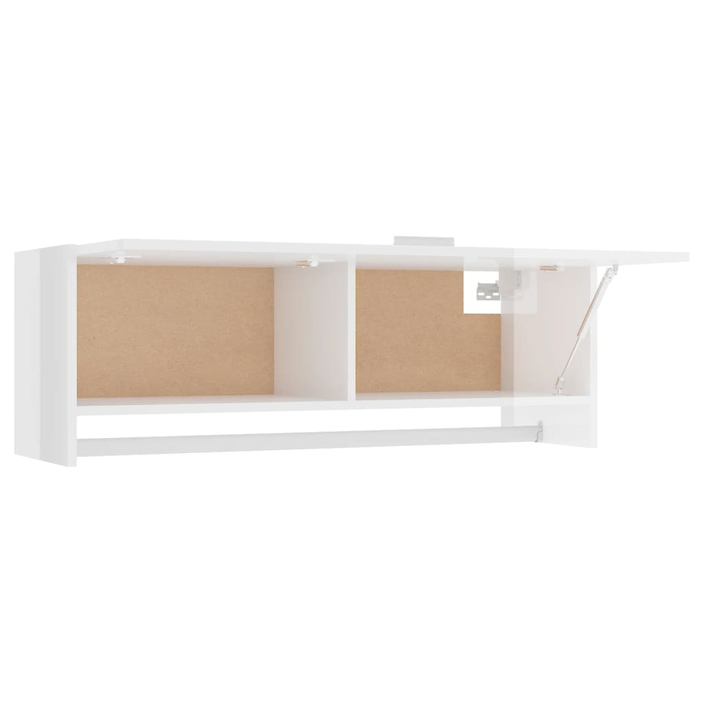 Garde-robe blanc brillant 100x32,5x35 cm bois d'ingénierie - XIOS