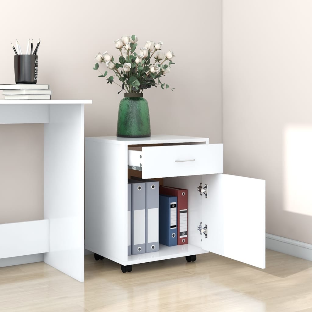 Armoire à roulettes Blanc 45x38x54 cm Bois d’ingénierie - XIOS