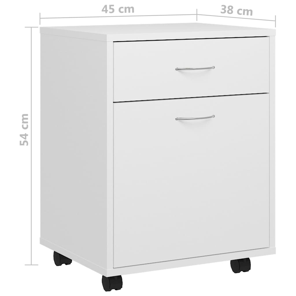 Armoire à roulettes Blanc 45x38x54 cm Bois d’ingénierie - XIOS
