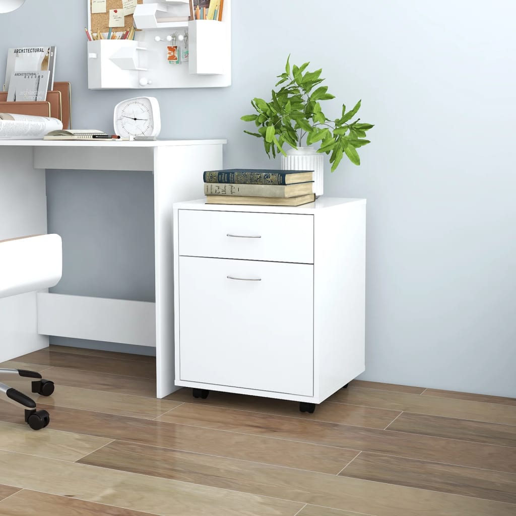 Armoire à roulettes Blanc 45x38x54 cm Bois d’ingénierie - XIOS
