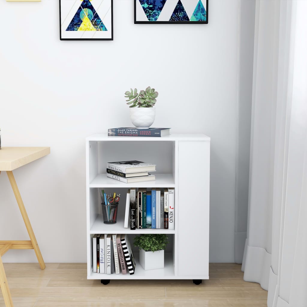 Armoire à roulettes Blanc 60x35x75 cm Bois d’ingénierie - XIOS