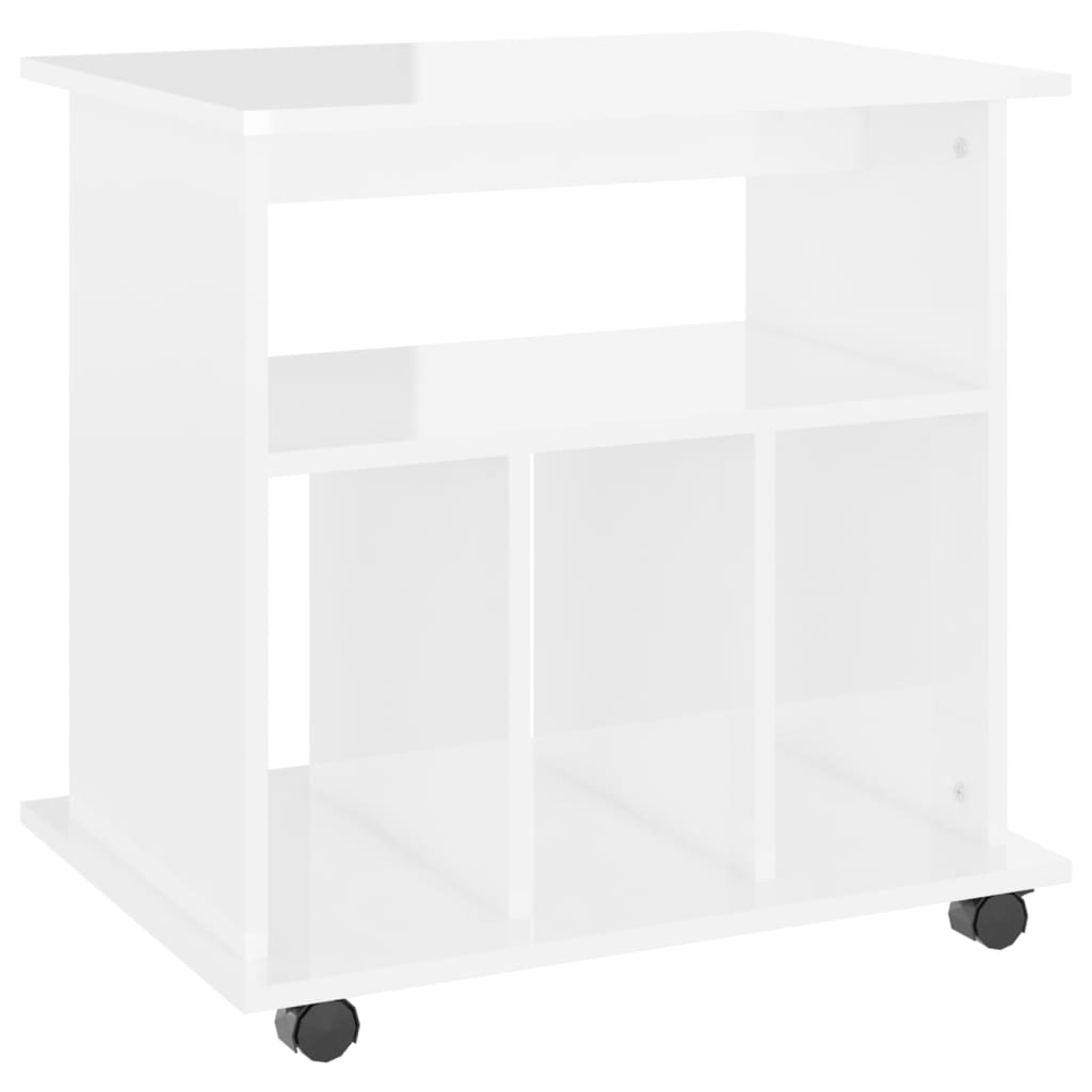 Armoire à roulettes Blanc brillant 60x45x60cm Bois d’ingénierie - XIOS