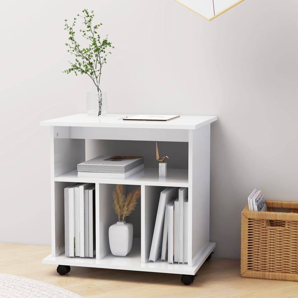 Armoire à roulettes Blanc brillant 60x45x60cm Bois d’ingénierie - XIOS