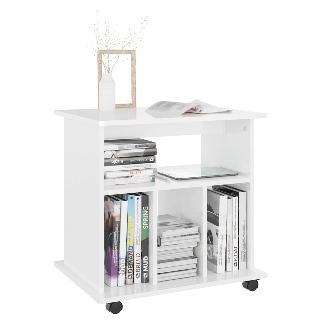 Armoire à roulettes Blanc brillant 60x45x60cm Bois d’ingénierie - XIOS