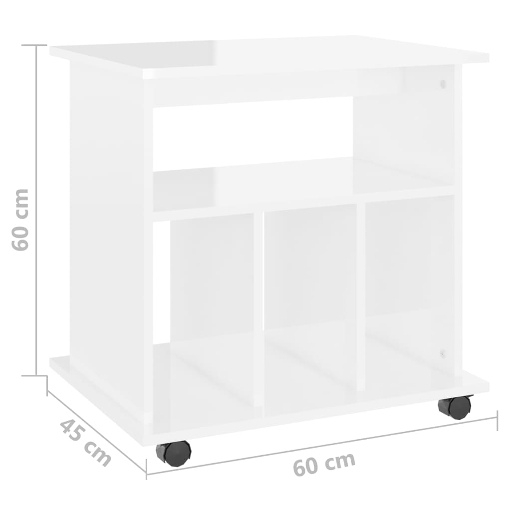 Armoire à roulettes Blanc brillant 60x45x60cm Bois d’ingénierie - XIOS