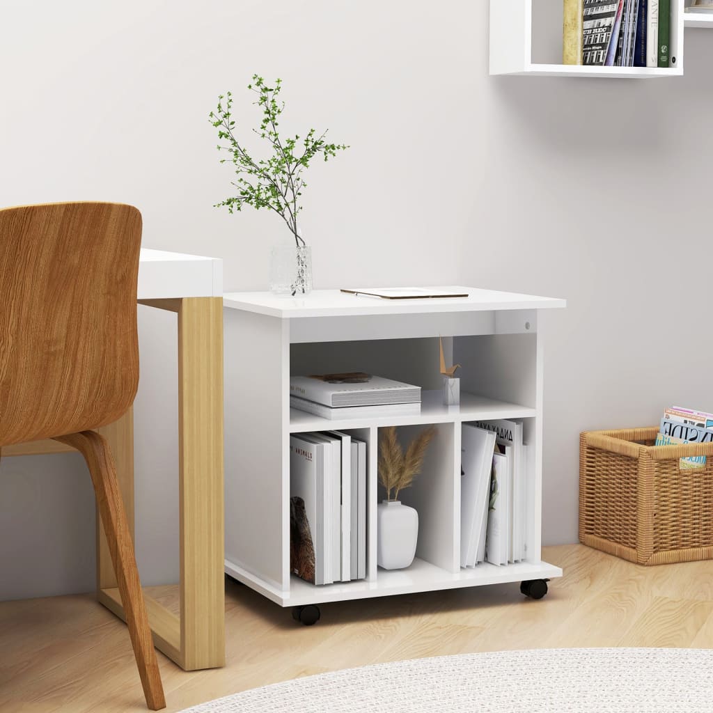 Armoire à roulettes Blanc brillant 60x45x60cm Bois d’ingénierie - XIOS