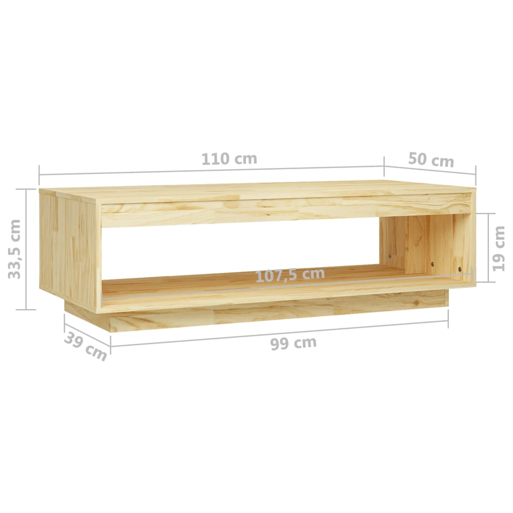 Table basse 110x50x33,5 cm bois de pin massif - XIOS