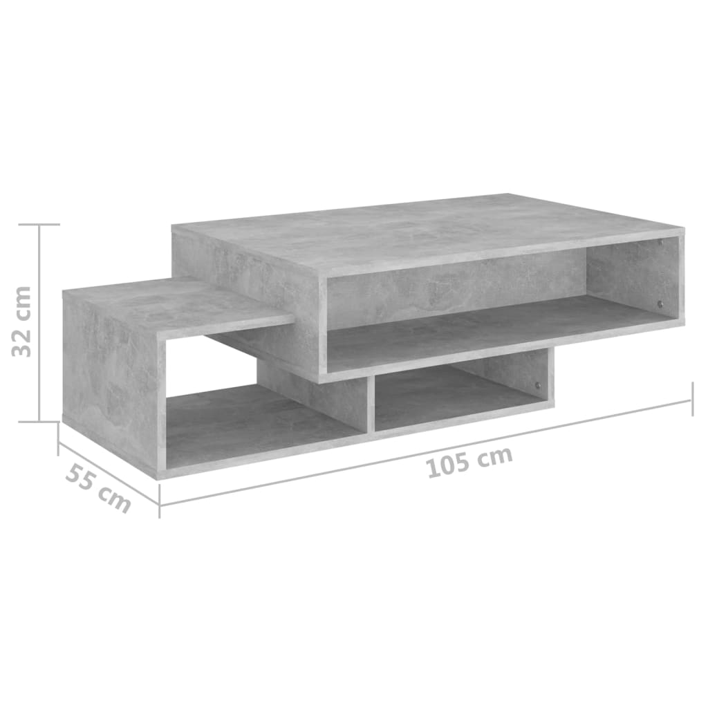 Table basse Gris béton 105x55x32 cm Bois d’ingénierie - XIOS