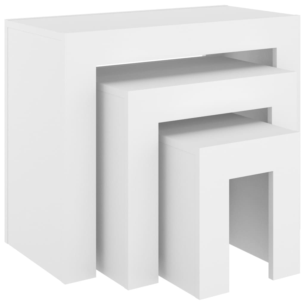 Tables basses gigognes 3 pcs Blanc Bois d’ingénierie - XIOS