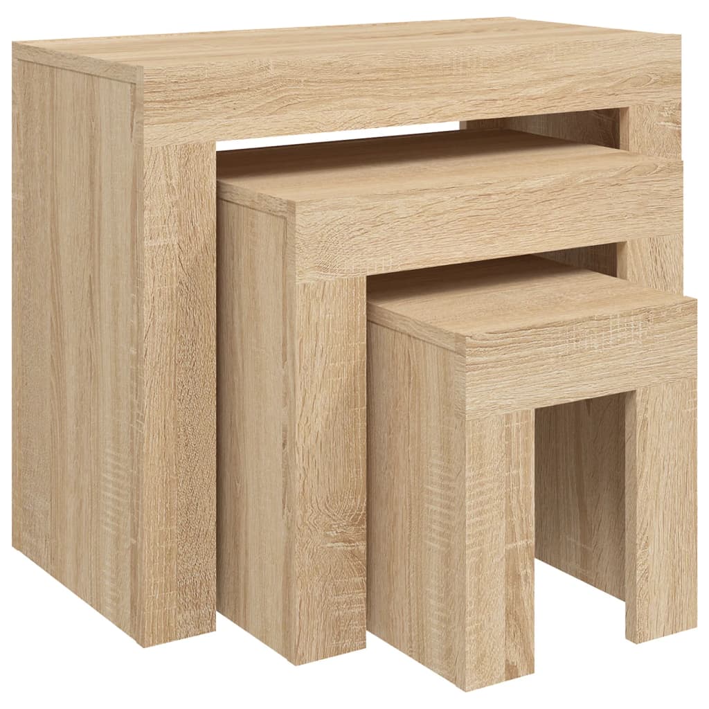 Tables basses gigognes 3 pcs chêne sonoma bois d'ingénierie - XIOS