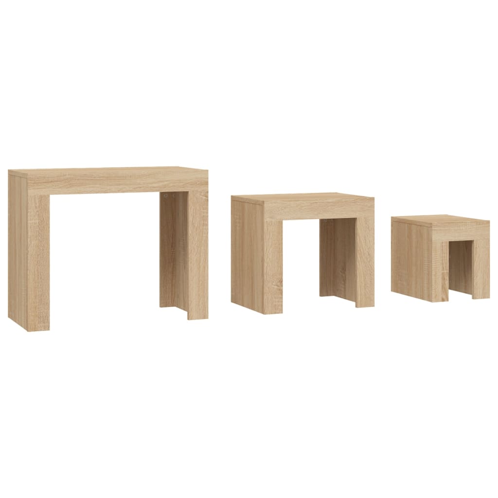 Tables basses gigognes 3 pcs chêne sonoma bois d'ingénierie - XIOS