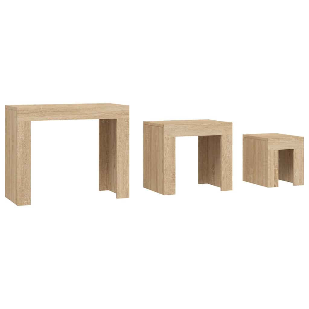 Tables basses gigognes 3 pcs chêne sonoma bois d'ingénierie - XIOS