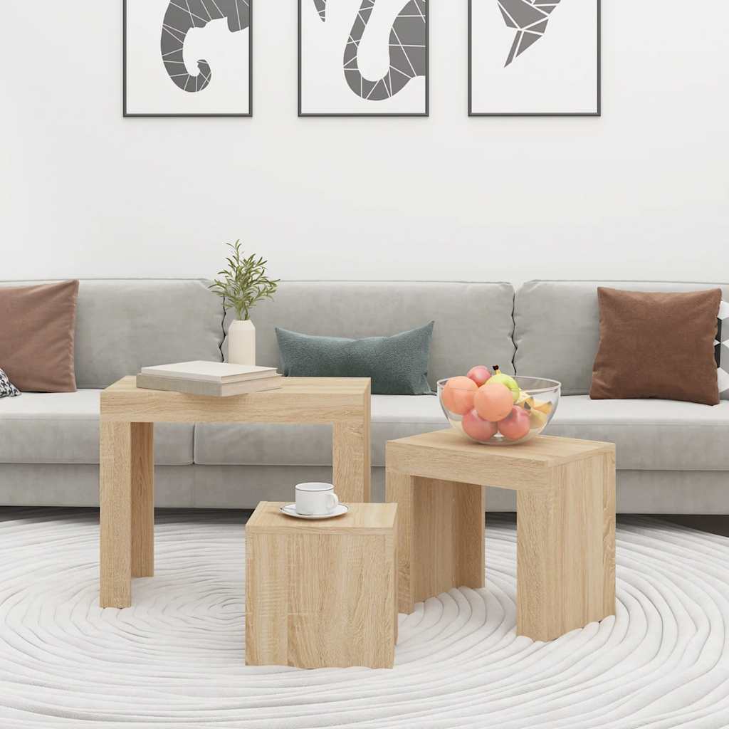 Tables basses gigognes 3 pcs chêne sonoma bois d'ingénierie - XIOS