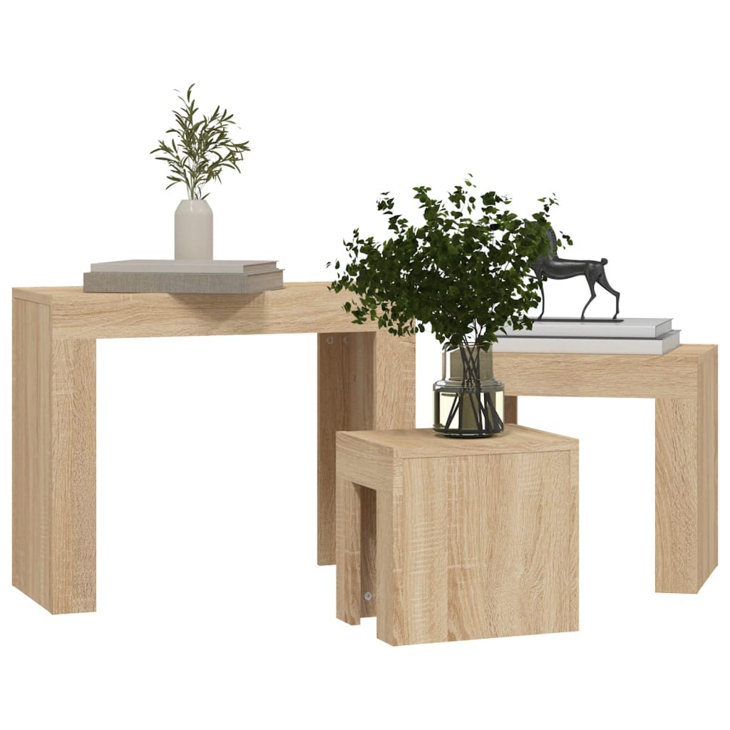 Tables basses gigognes 3 pcs chêne sonoma bois d'ingénierie - XIOS