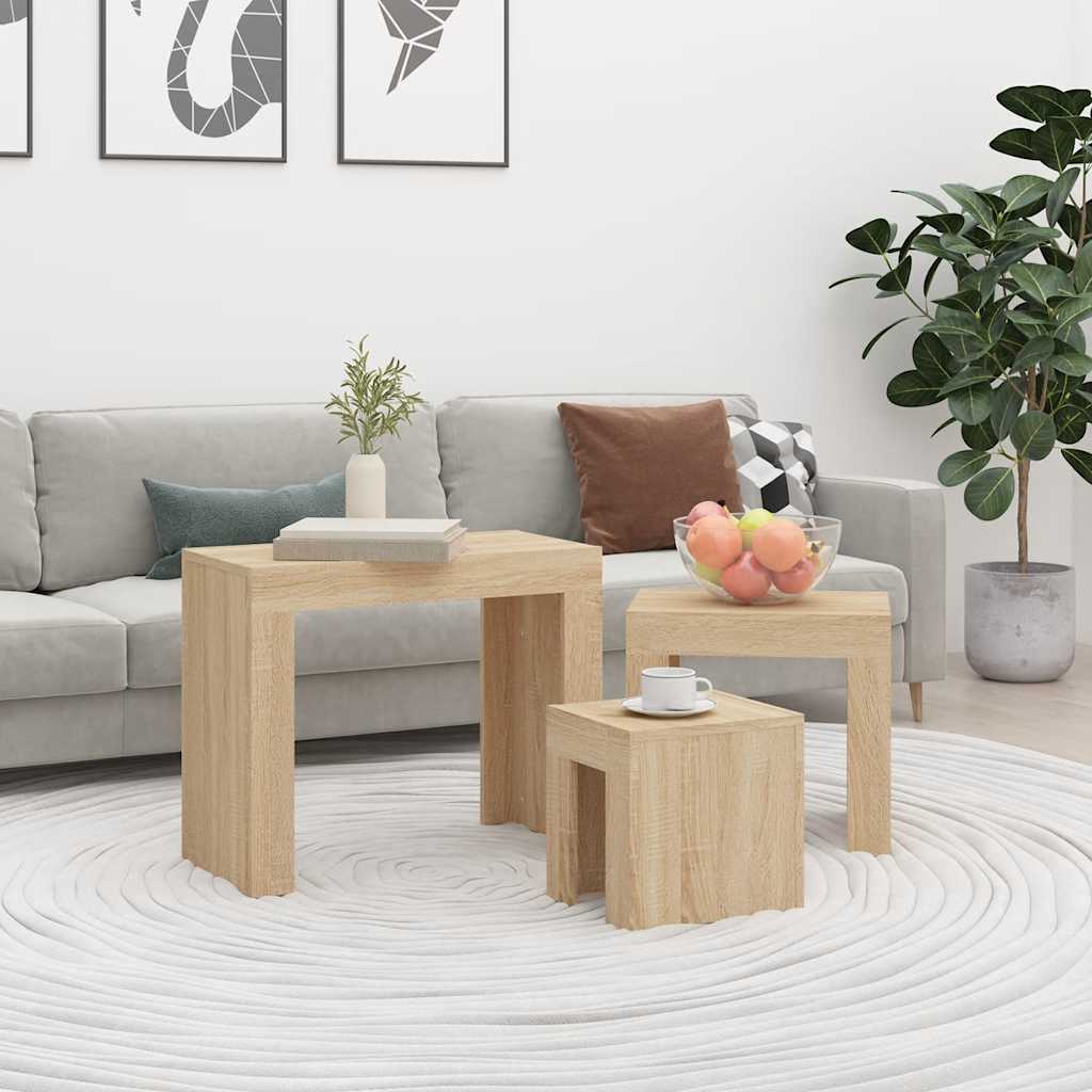 Tables basses gigognes 3 pcs chêne sonoma bois d'ingénierie - XIOS