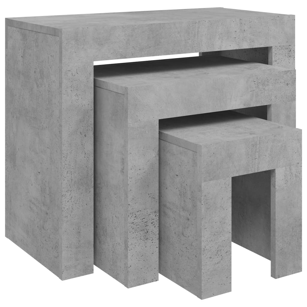Tables basses gigognes 3 pcs Gris béton Bois d'ingénierie - XIOS