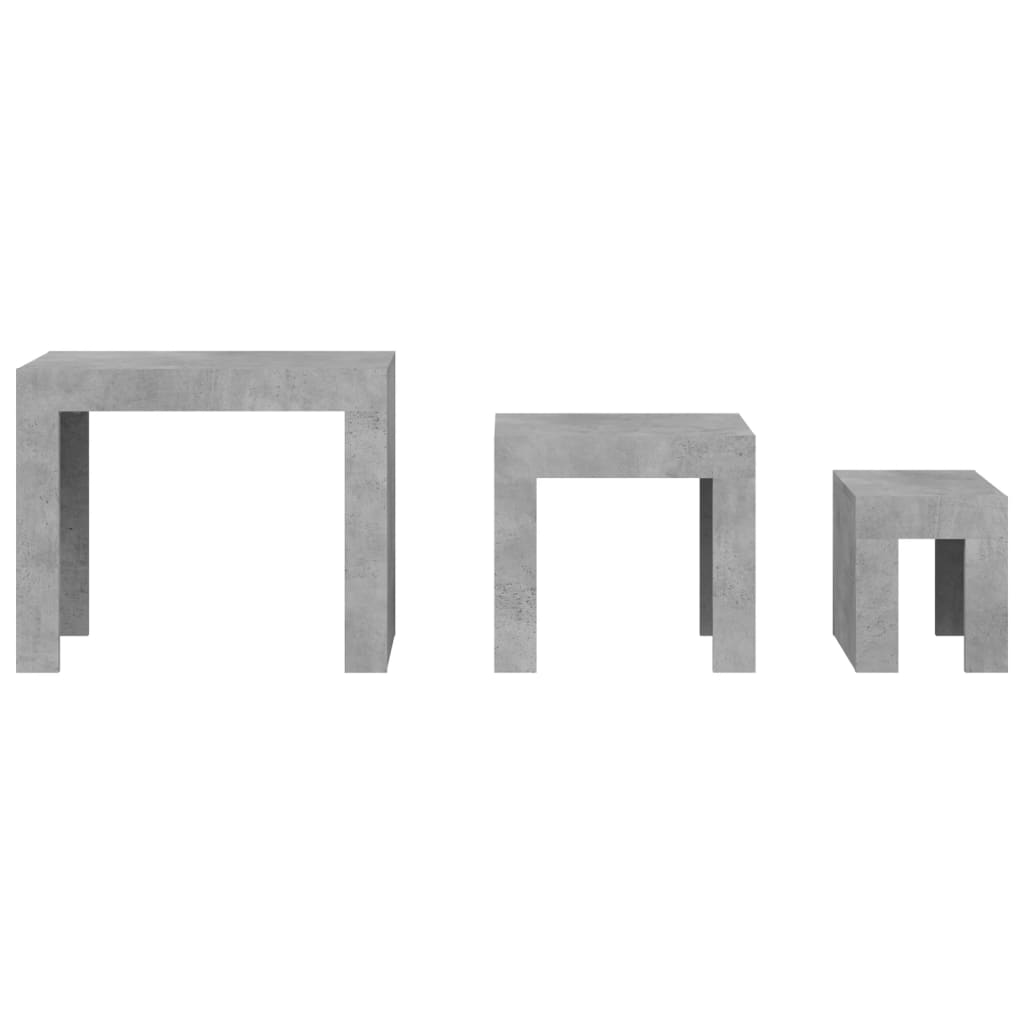 Tables basses gigognes 3 pcs Gris béton Bois d'ingénierie - XIOS