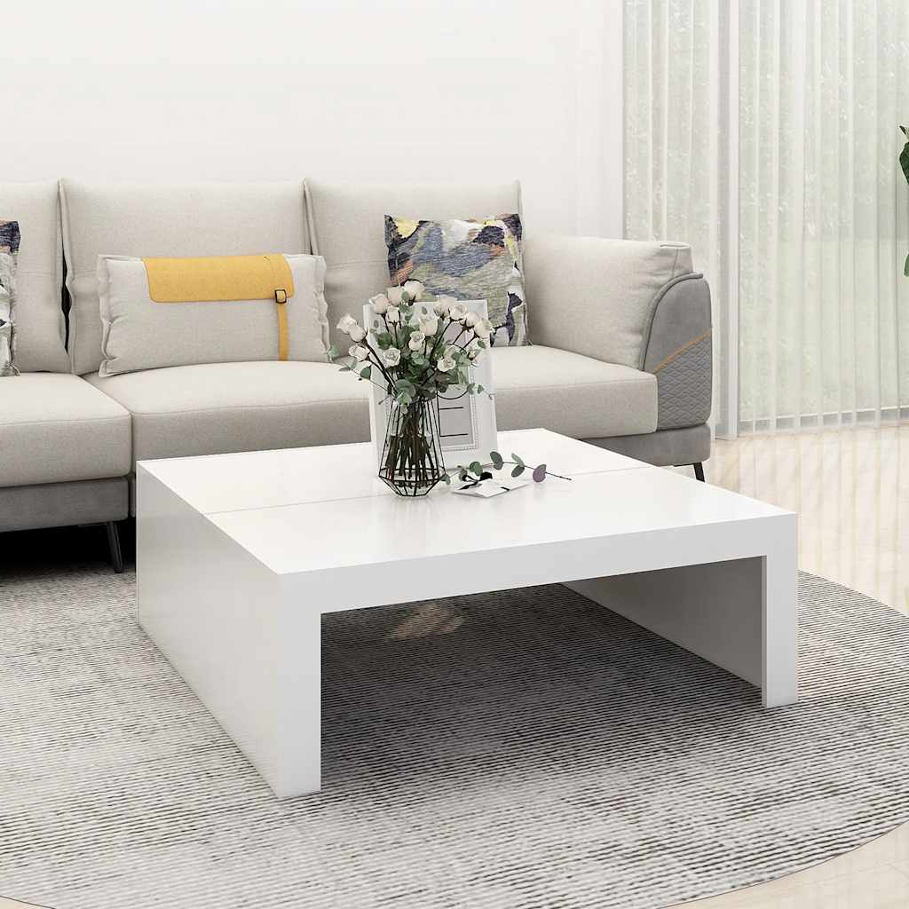 Table basse blanc 100x100x35 cm bois d'ingénierie - XIOS
