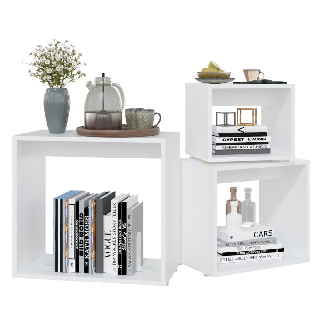 Tables gigognes 3 pcs Blanc Aggloméré - XIOS