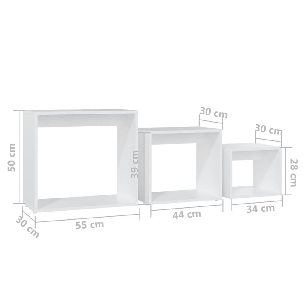 Tables gigognes 3 pcs Blanc Aggloméré - XIOS