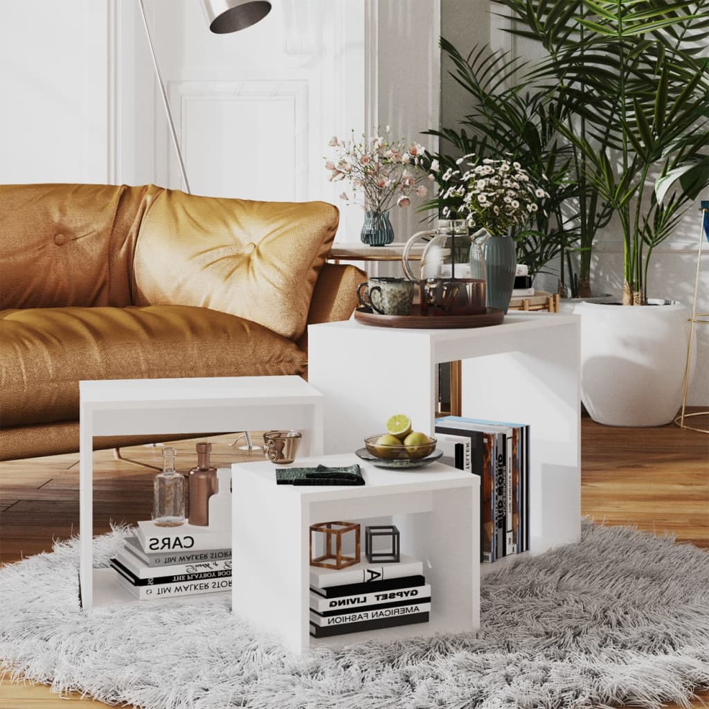 Tables gigognes 3 pcs Blanc Aggloméré - XIOS