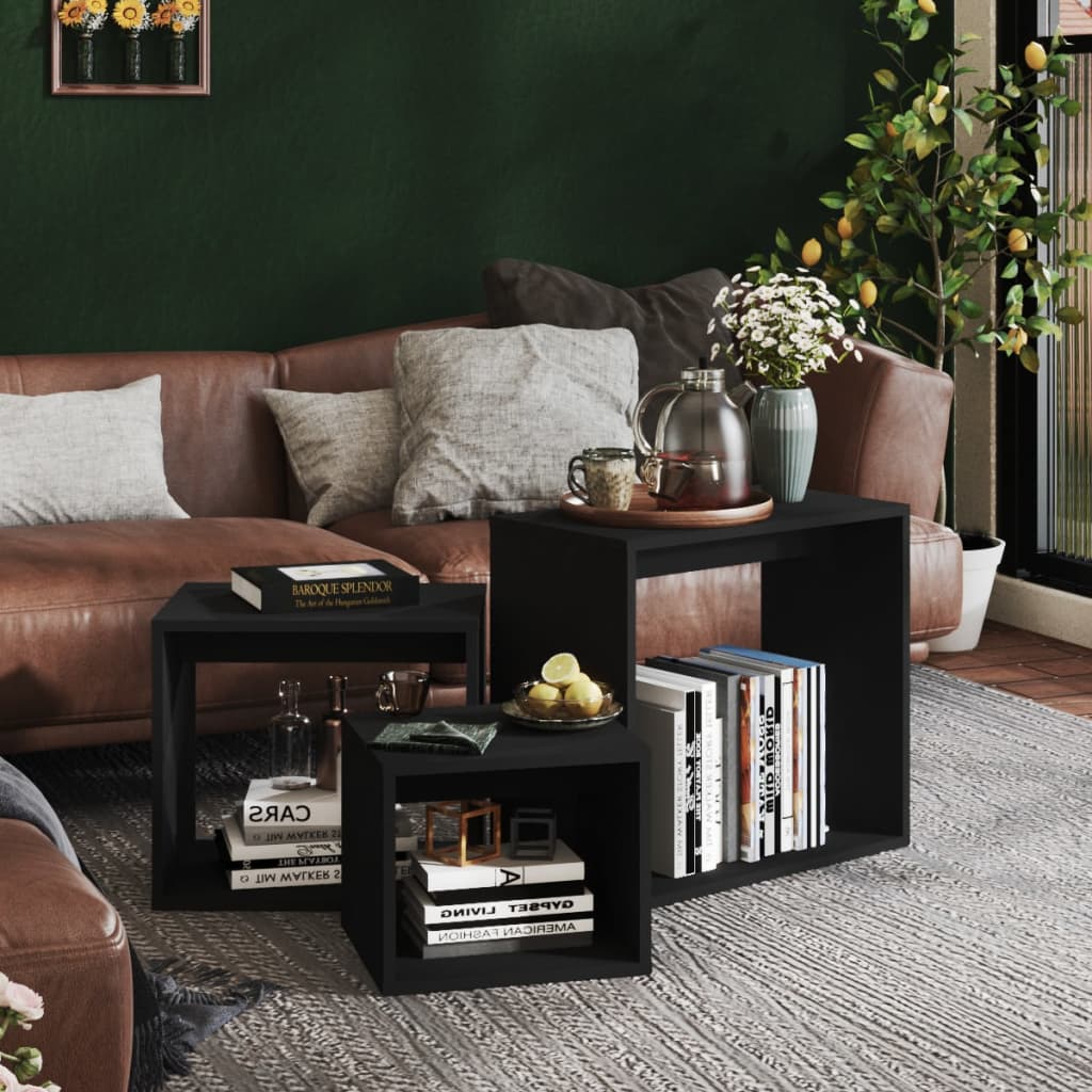 Tables gigognes 3 pcs Noir Aggloméré - XIOS