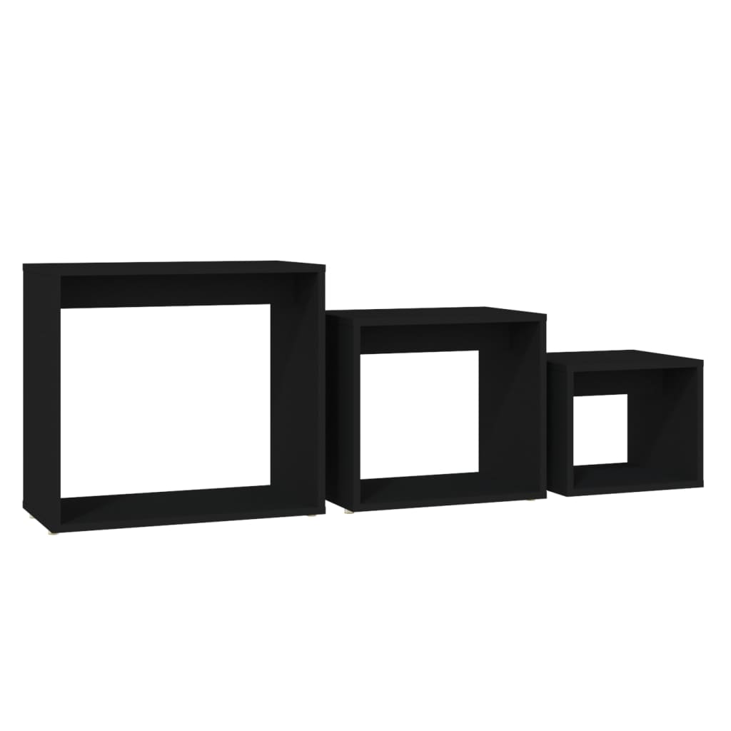 Tables gigognes 3 pcs Noir Aggloméré - XIOS