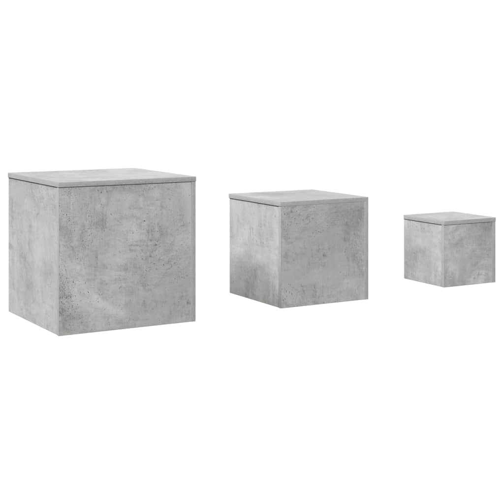 Tables d'appoint 3 pcs Gris béton Bois d’ingénierie - XIOS