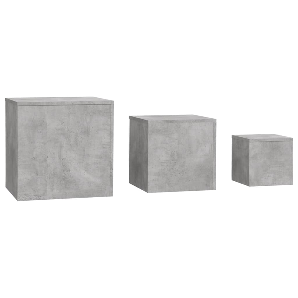 Tables d'appoint 3 pcs Gris béton Bois d’ingénierie - XIOS
