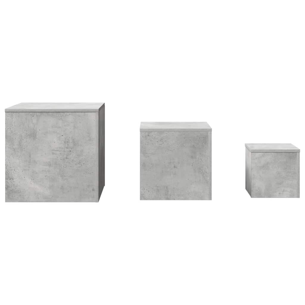 Tables d'appoint 3 pcs Gris béton Bois d’ingénierie - XIOS