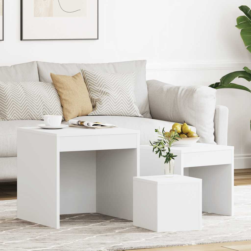 Tables gigognes 3 pcs Blanc Aggloméré - XIOS