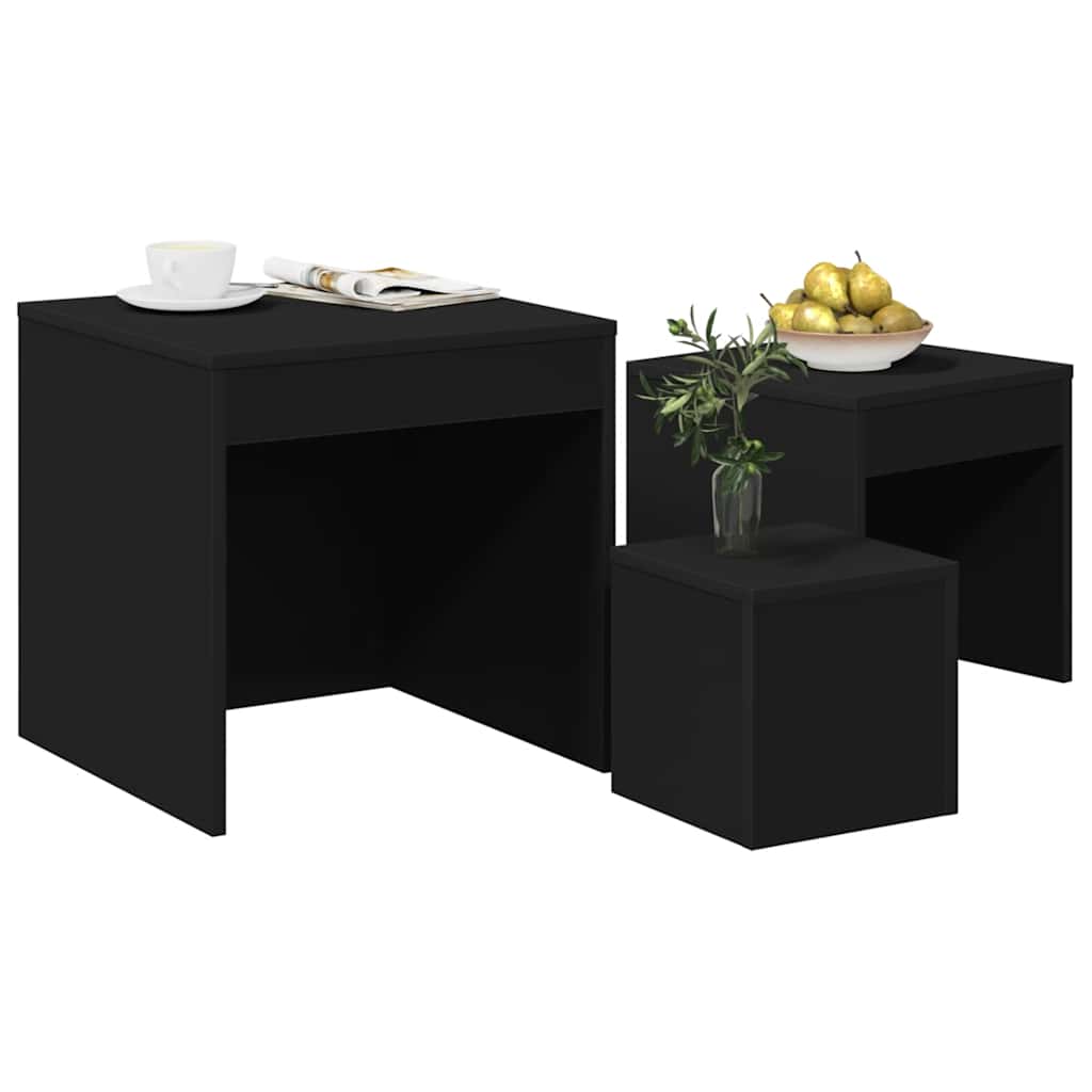 Tables gigognes 3 pcs Noir Aggloméré - XIOS