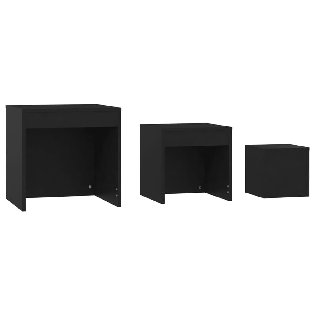 Tables gigognes 3 pcs Noir Aggloméré - XIOS