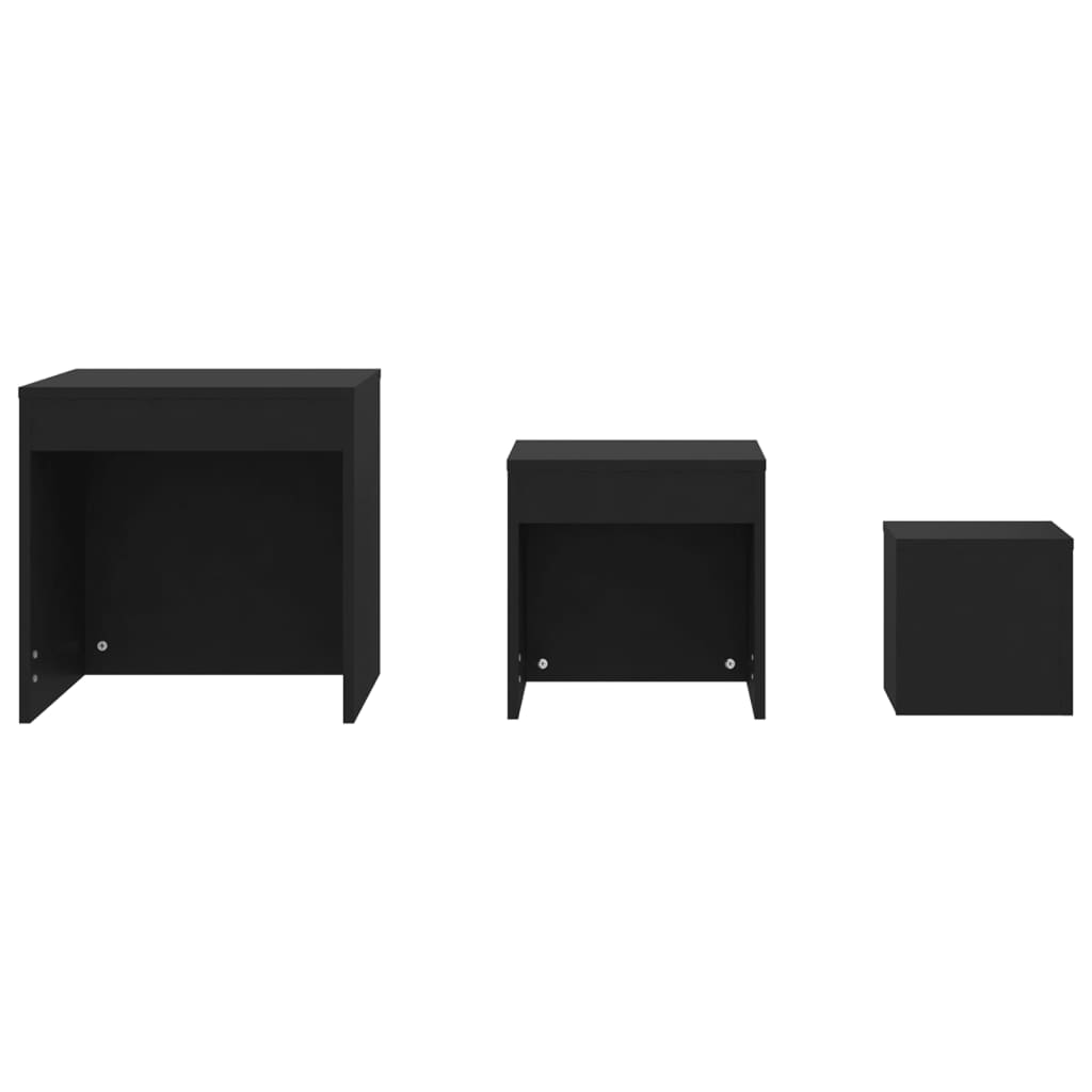 Tables gigognes 3 pcs Noir Aggloméré - XIOS