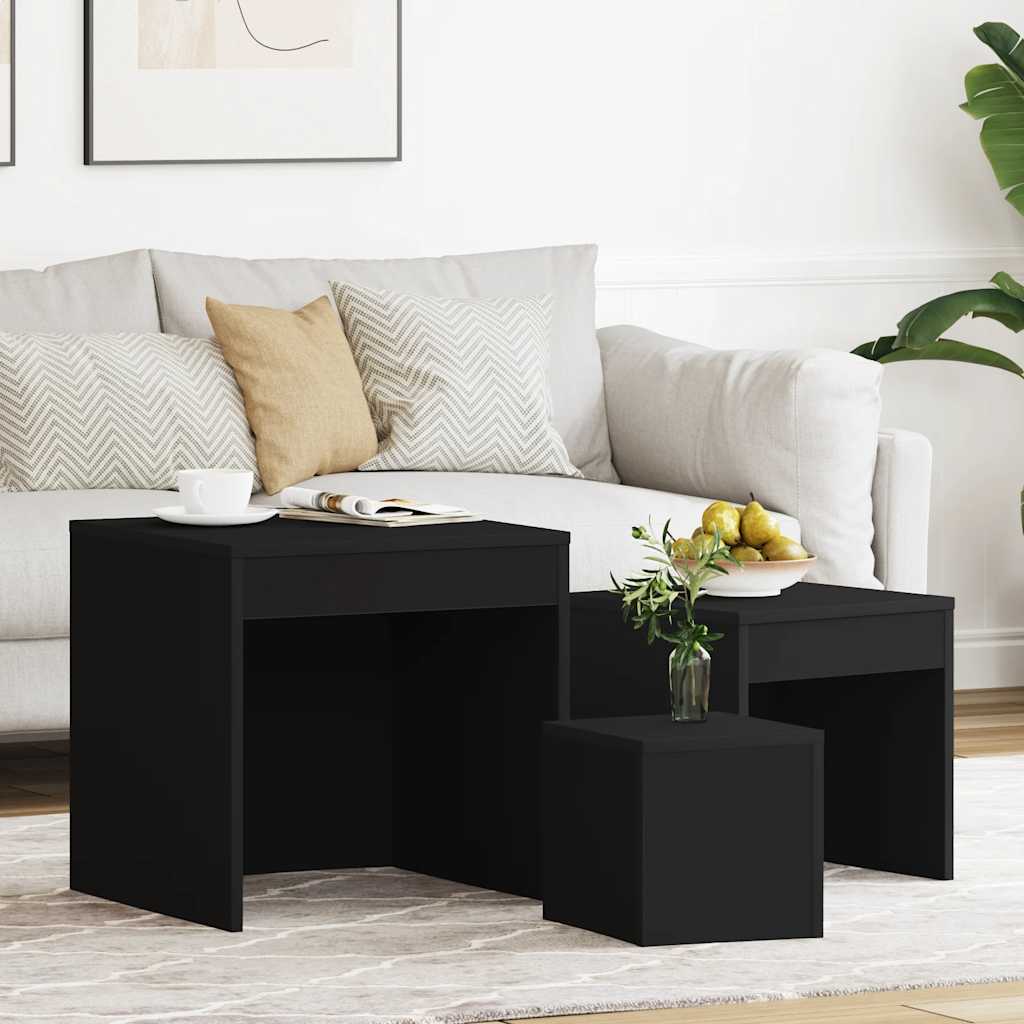 Tables gigognes 3 pcs Noir Aggloméré - XIOS