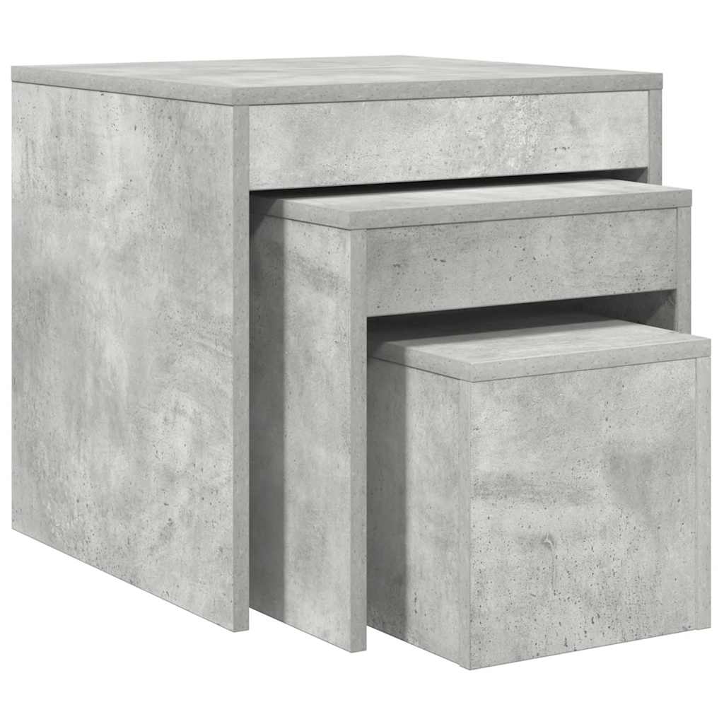 Tables gigognes 3 pcs Gris béton Aggloméré - XIOS