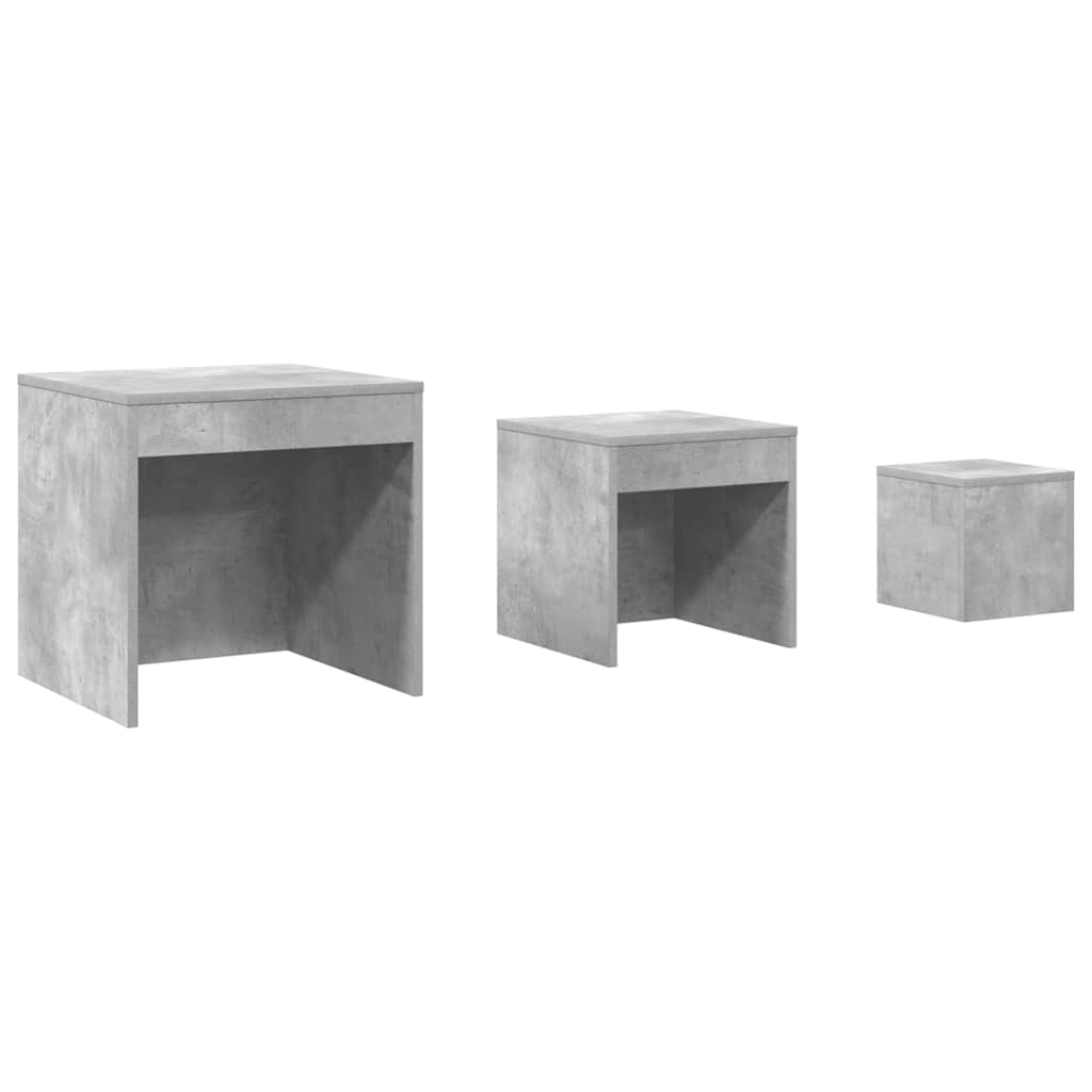 Tables gigognes 3 pcs Gris béton Aggloméré - XIOS