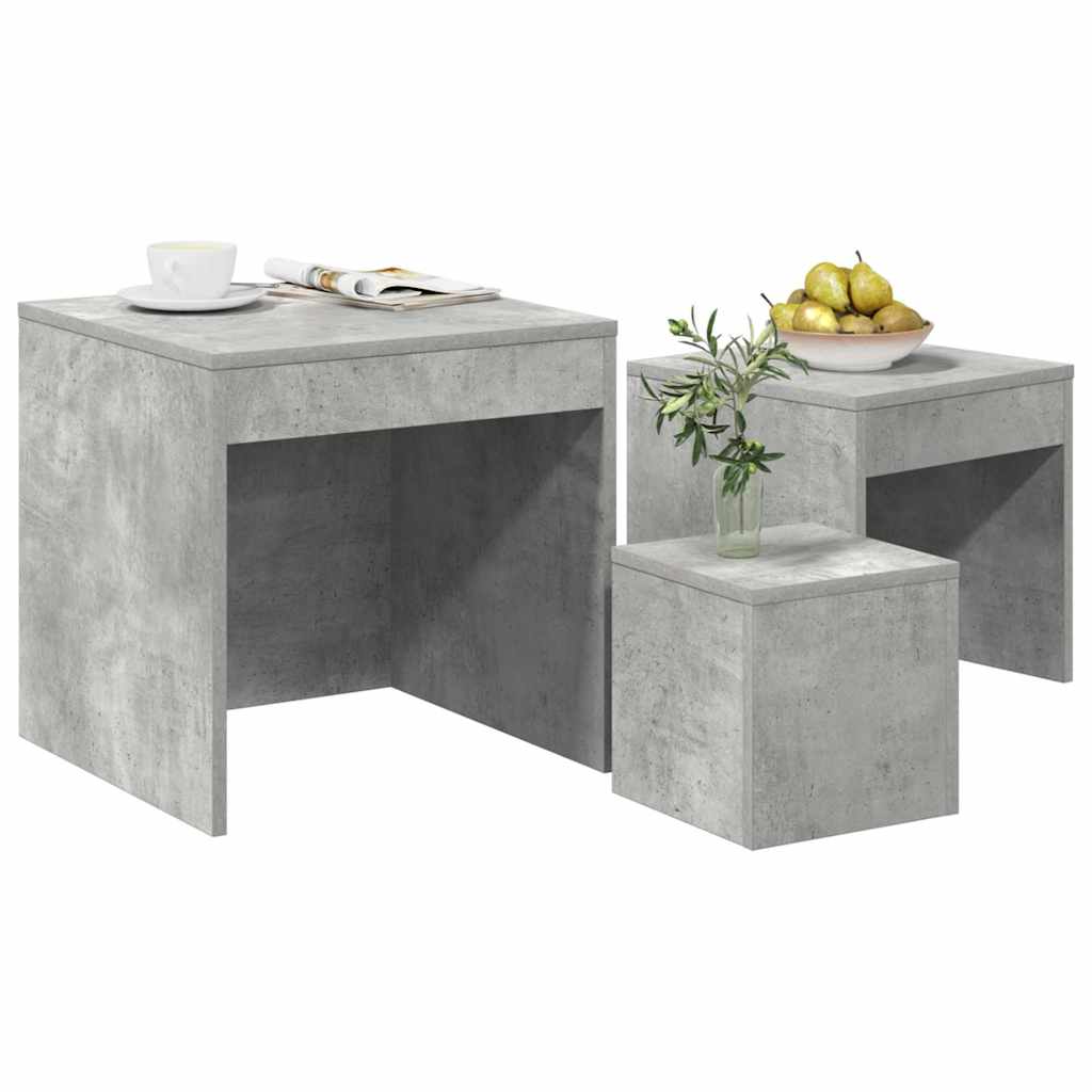 Tables gigognes 3 pcs Gris béton Aggloméré - XIOS