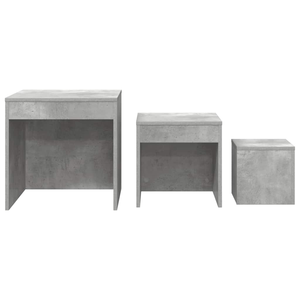 Tables gigognes 3 pcs Gris béton Aggloméré - XIOS