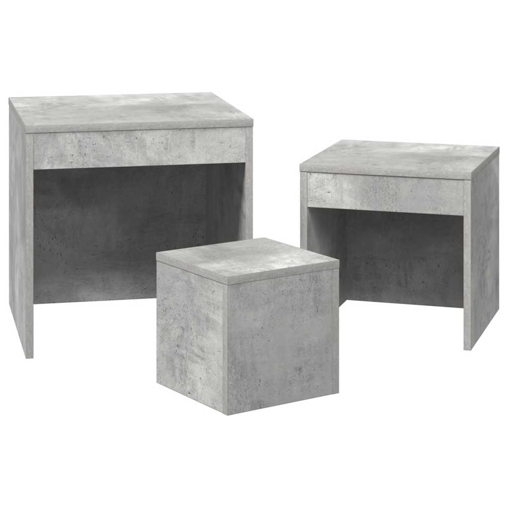 Tables gigognes 3 pcs Gris béton Aggloméré - XIOS