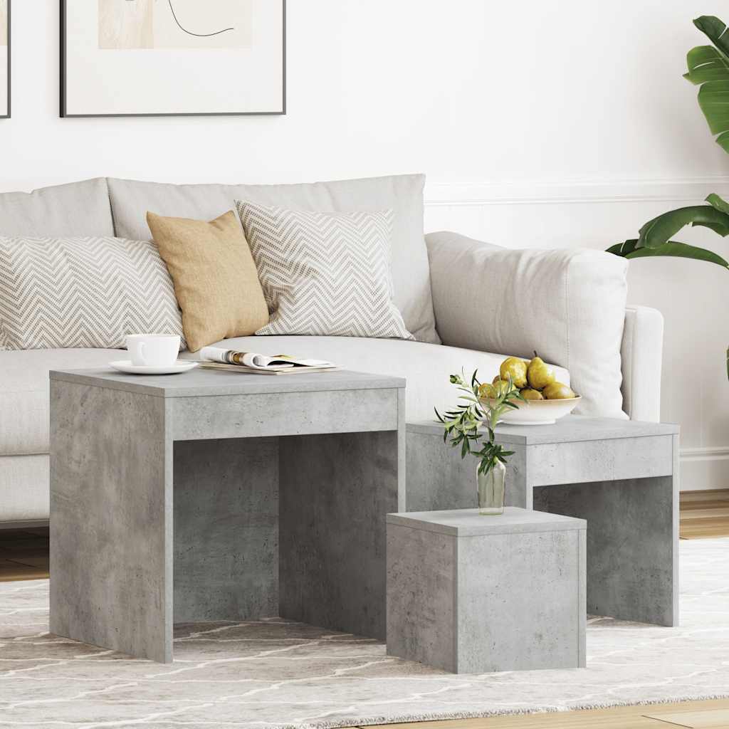 Tables gigognes 3 pcs Gris béton Aggloméré - XIOS